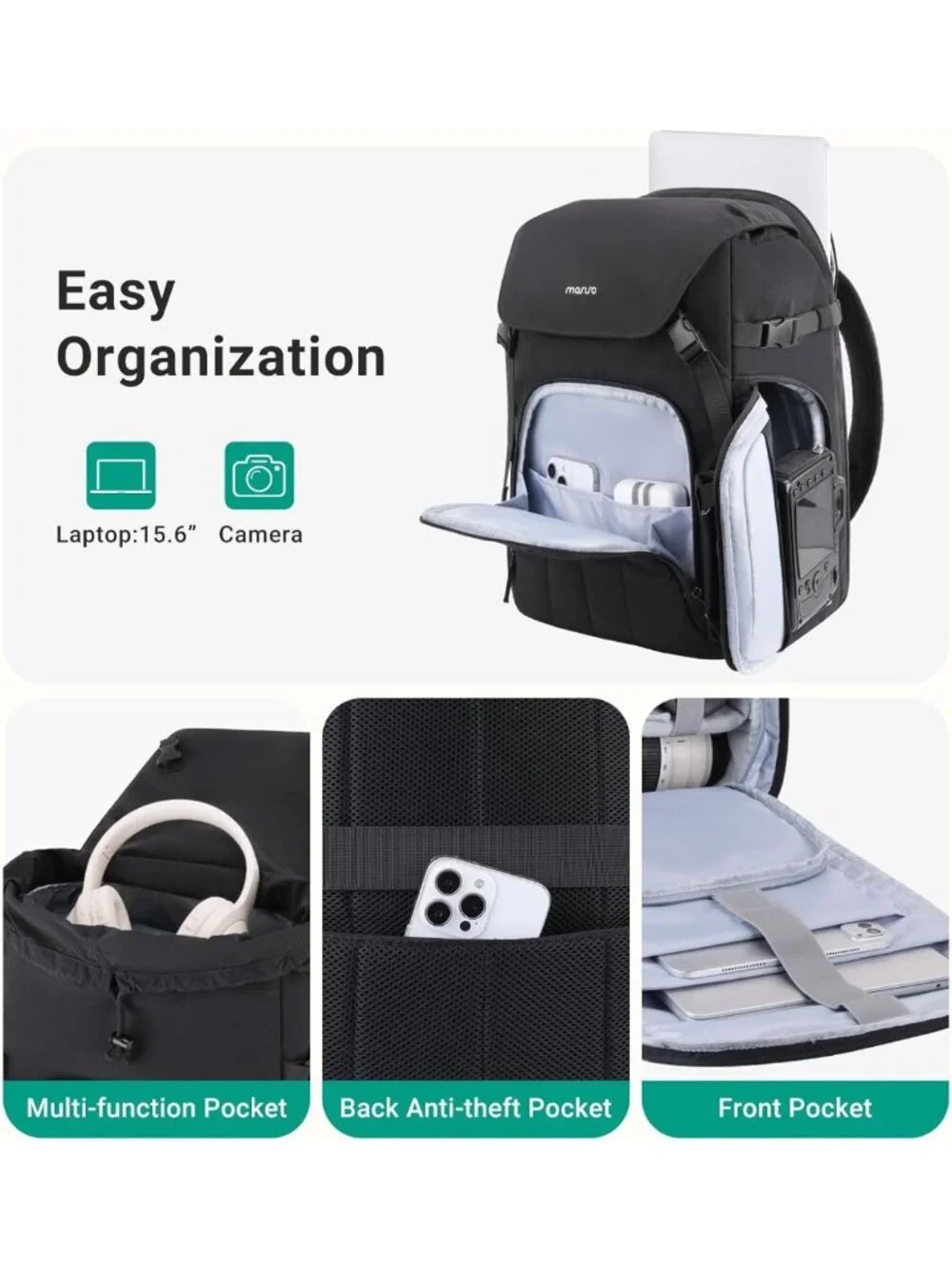 Versatile DSLR/Mirrorless Camera Backpack with Laptop Compartment & Rain Cover